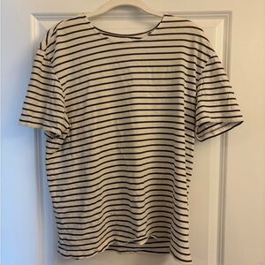 All Saints Black and White Striped Tee